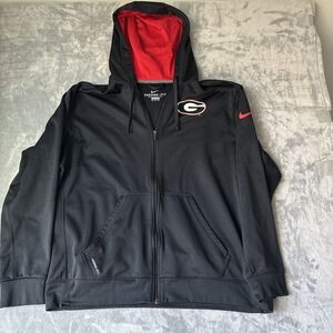 Nike Georgia Bulldogs Therma-FIT Full Zip Hoodie Black Red Mens Extra Large XXL